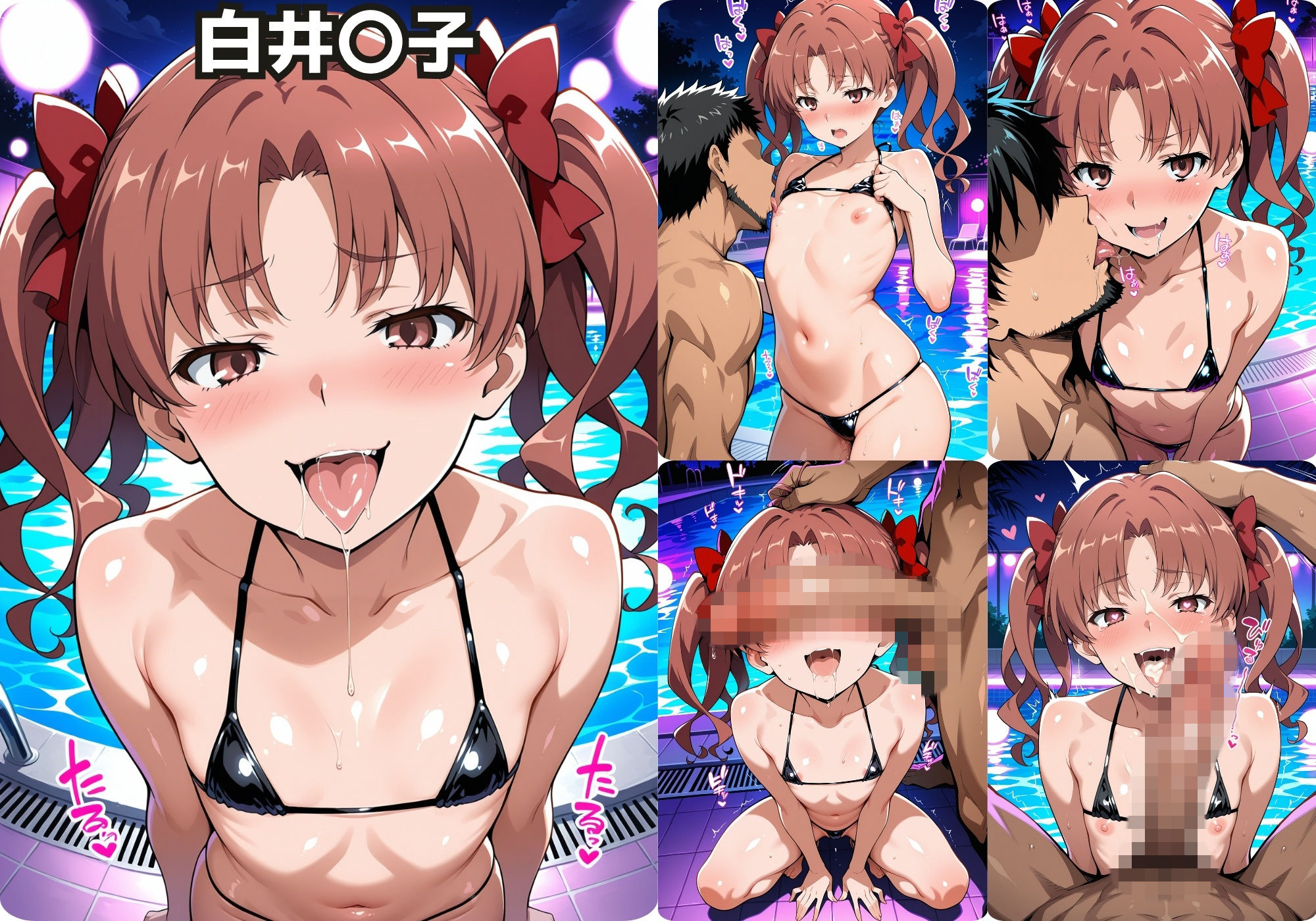 ナイトプールでガンギマるドスケベヒロイン食蜂〇折＆御坂〇琴＆白井〇子 サンプル画像8