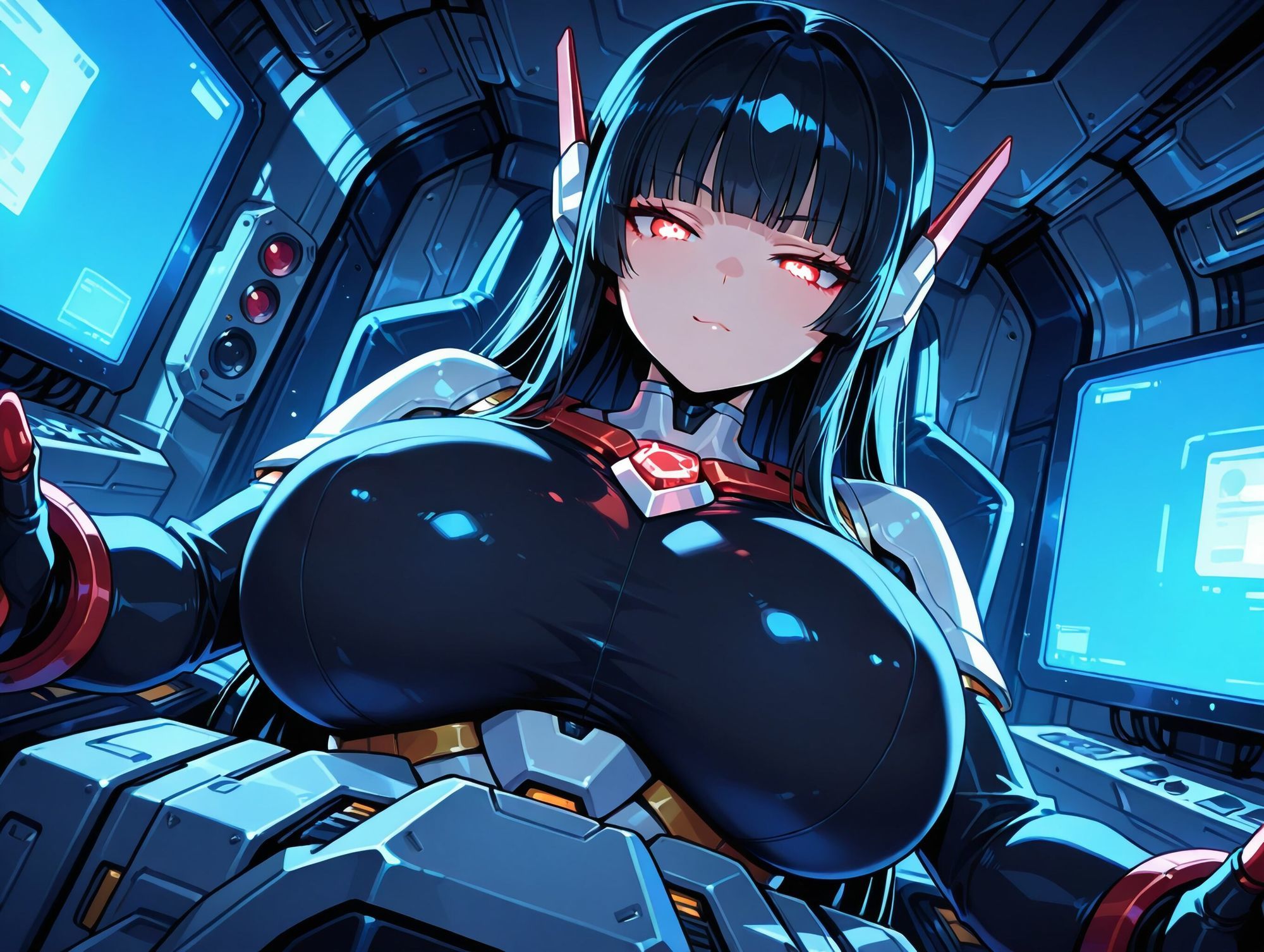 パイロット少女VS触手【ジト目無表情系サイボーグ少女編】 サンプル画像2
