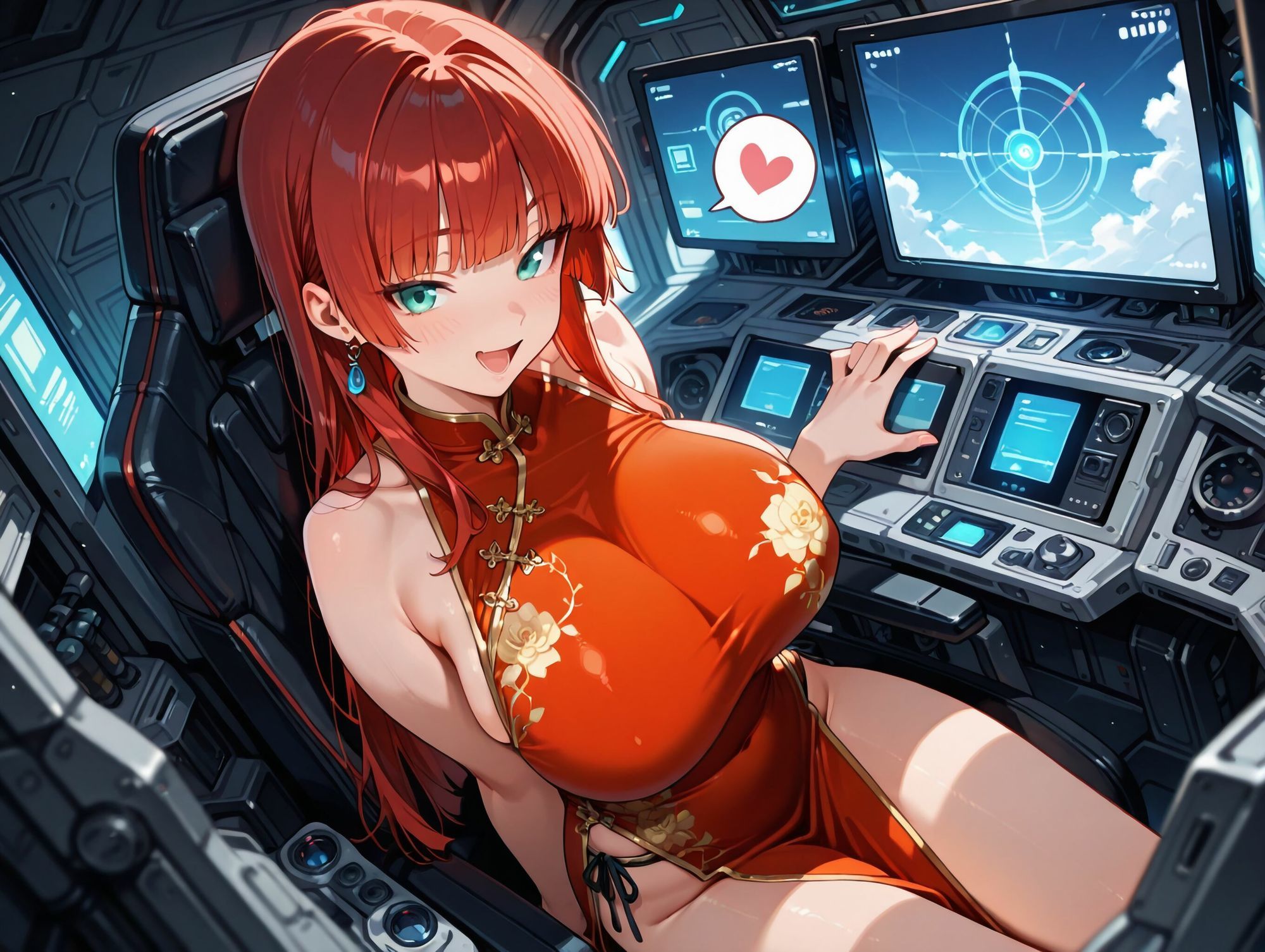 パイロット少女VS触手【ノーパンチャイナ服編】 サンプル画像1