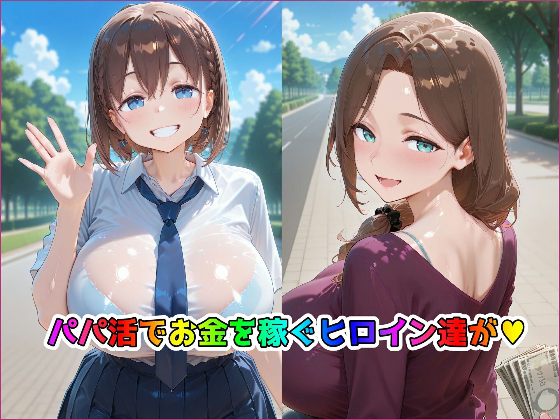 パパ活ヒロインと膣内射精えっちする話  〇曜日のたわわの親子編  あ〇ちゃん＆あ〇ちゃんママ サンプル画像2