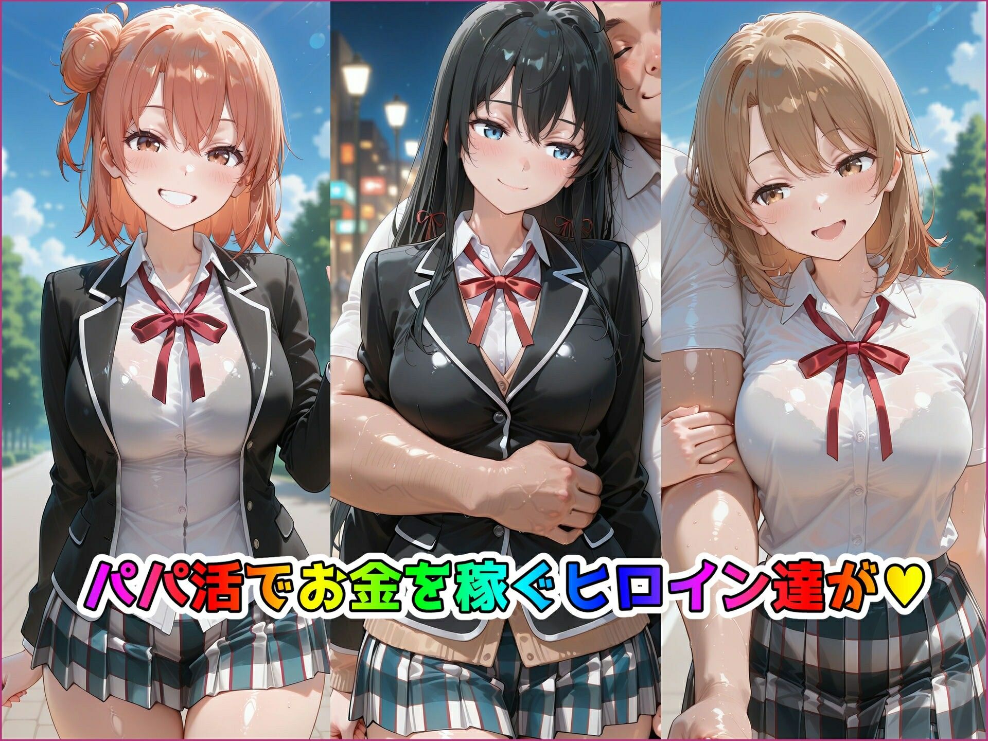 パパ活ヒロインと膣内射精えっちする話  俺ガ〇ルの三人編  由比ヶ浜〇衣＆雪ノ〇雪乃＆一色〇ろは サンプル画像2