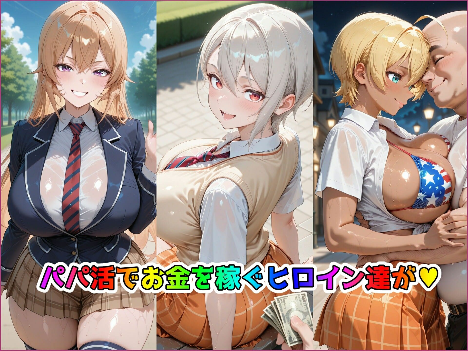 パパ活ヒロインと膣内射精えっちする話  食戟の〇ーマ編  薙切え〇な＆薙切ア〇ス＆水戸〇魅 サンプル画像2