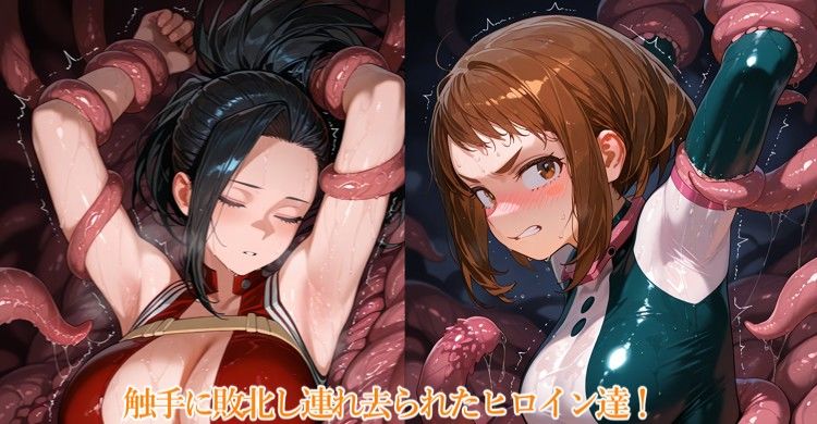 ヒロ〇カ編 触手/乳首責め×母乳搾乳CG集 サンプル画像1