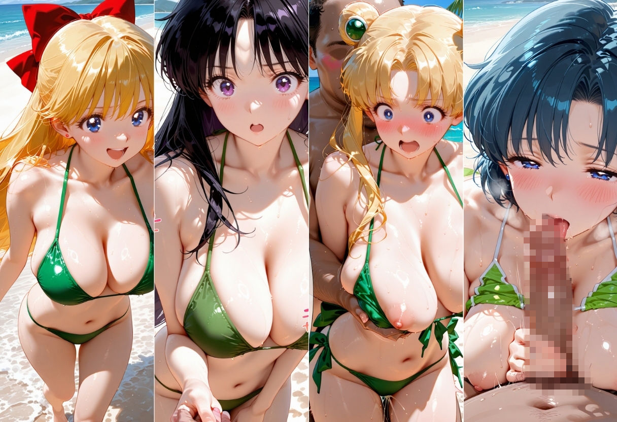 ビーチで出会った美女をナンパしてメス堕ちさせた話 セー○ームーン サンプル画像1