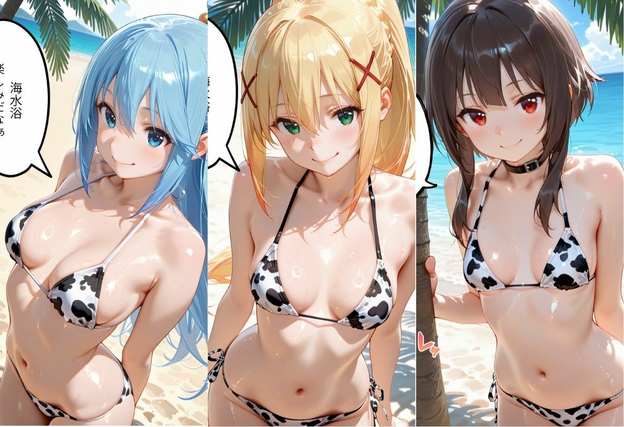 ビーチで牛柄のビキニの美女をナンパして中出しした話 こ◯素晴らしい世界に祝福を！編 サンプル画像1