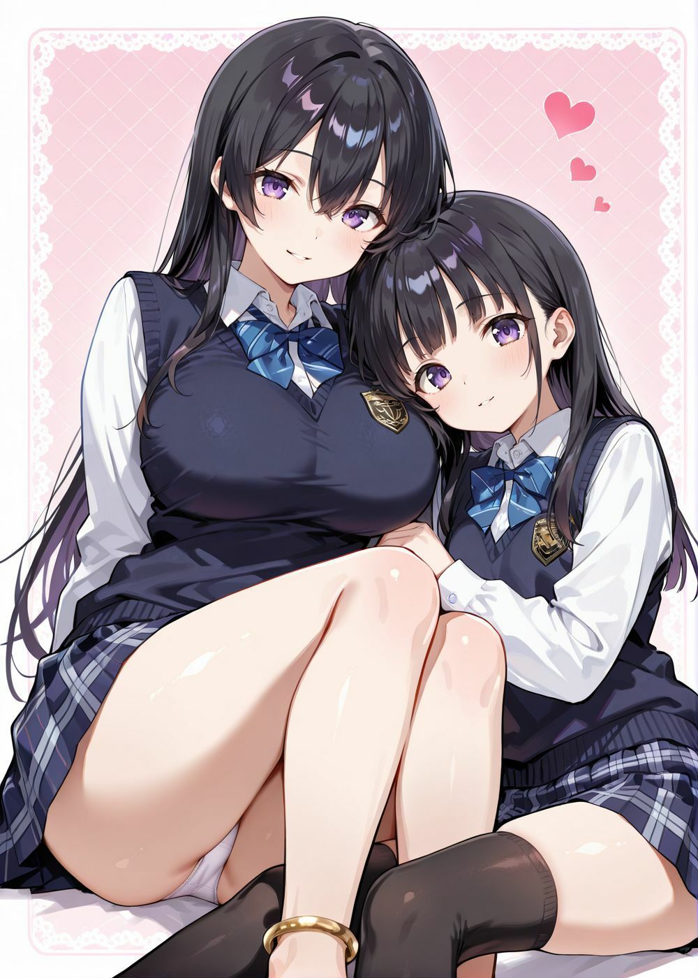 ピンクの甘い部屋で制服をはだけたJK姉妹がおじさんに犯●れ開発調教…大量白濁が乳房を伝い落ちる恍惚の表情 サンプル画像1