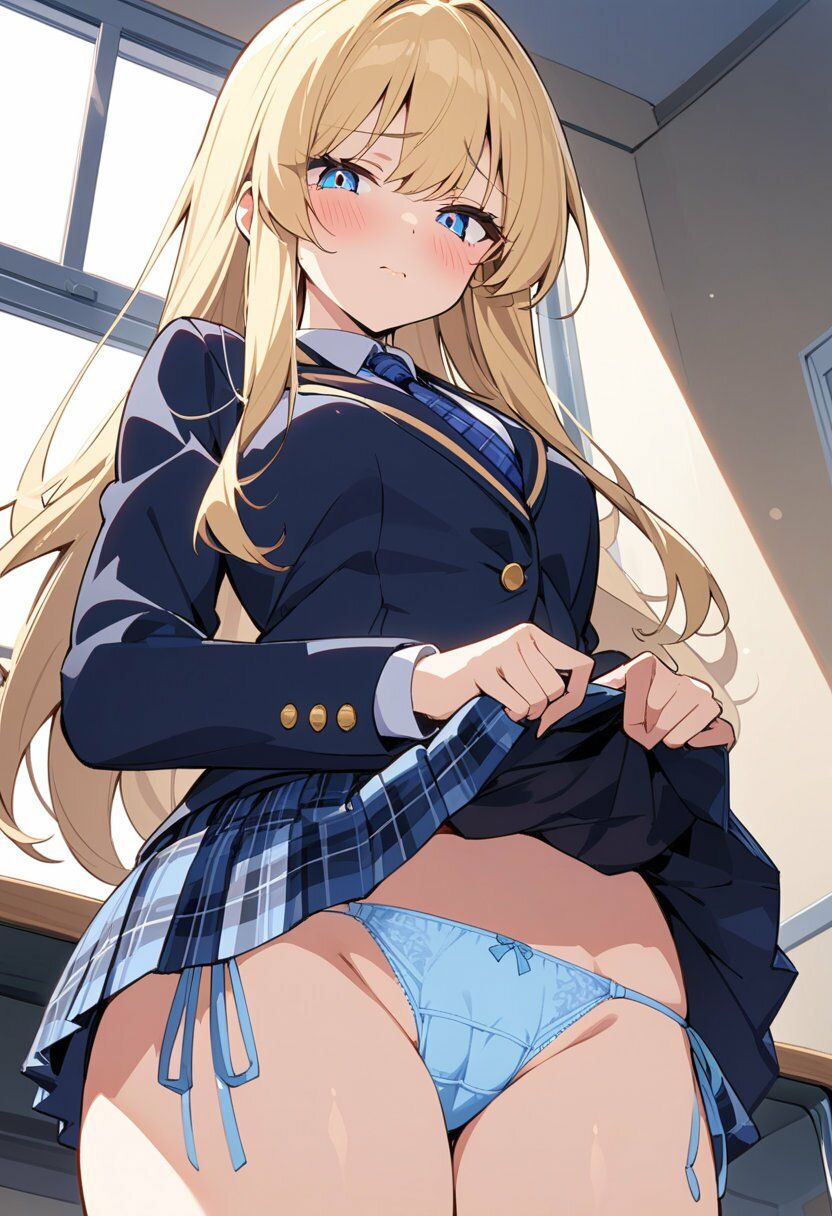 ブレザー服でスカートたくし上げパンチラ200枚 サンプル画像9