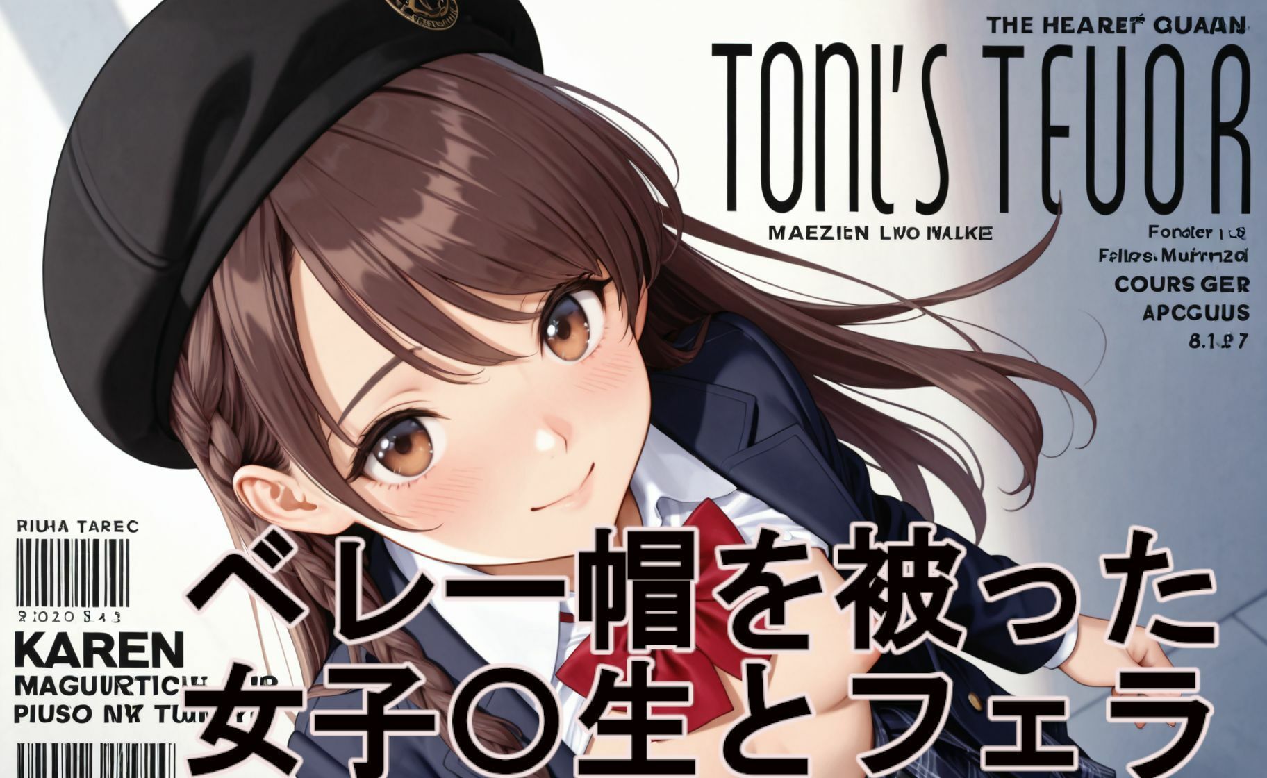 ベレー帽を被った女子〇生の縞パンとフェラ サンプル画像7