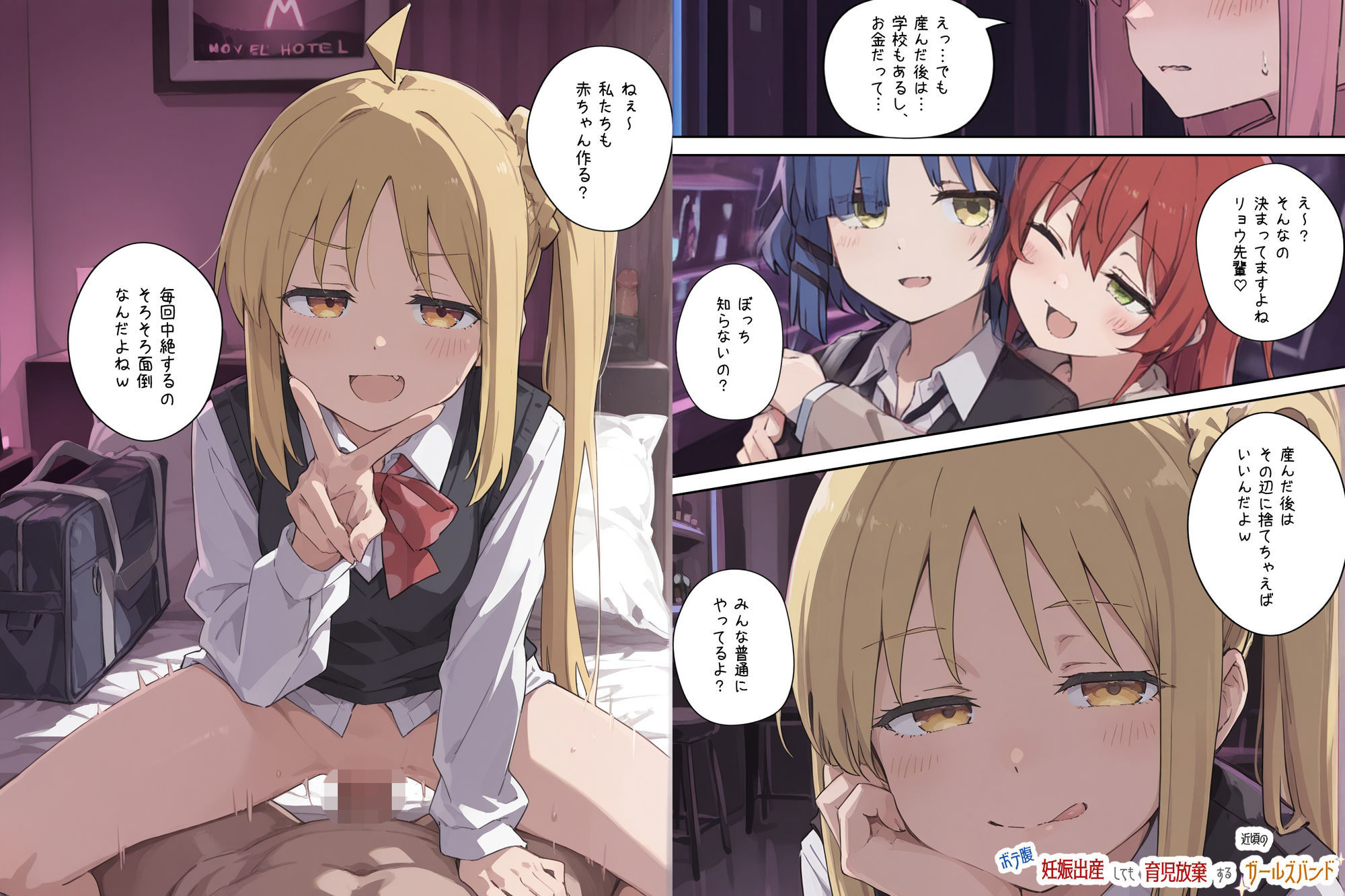 ボテ腹妊娠出産しても育児放棄する近頃のガールズバンド サンプル画像3