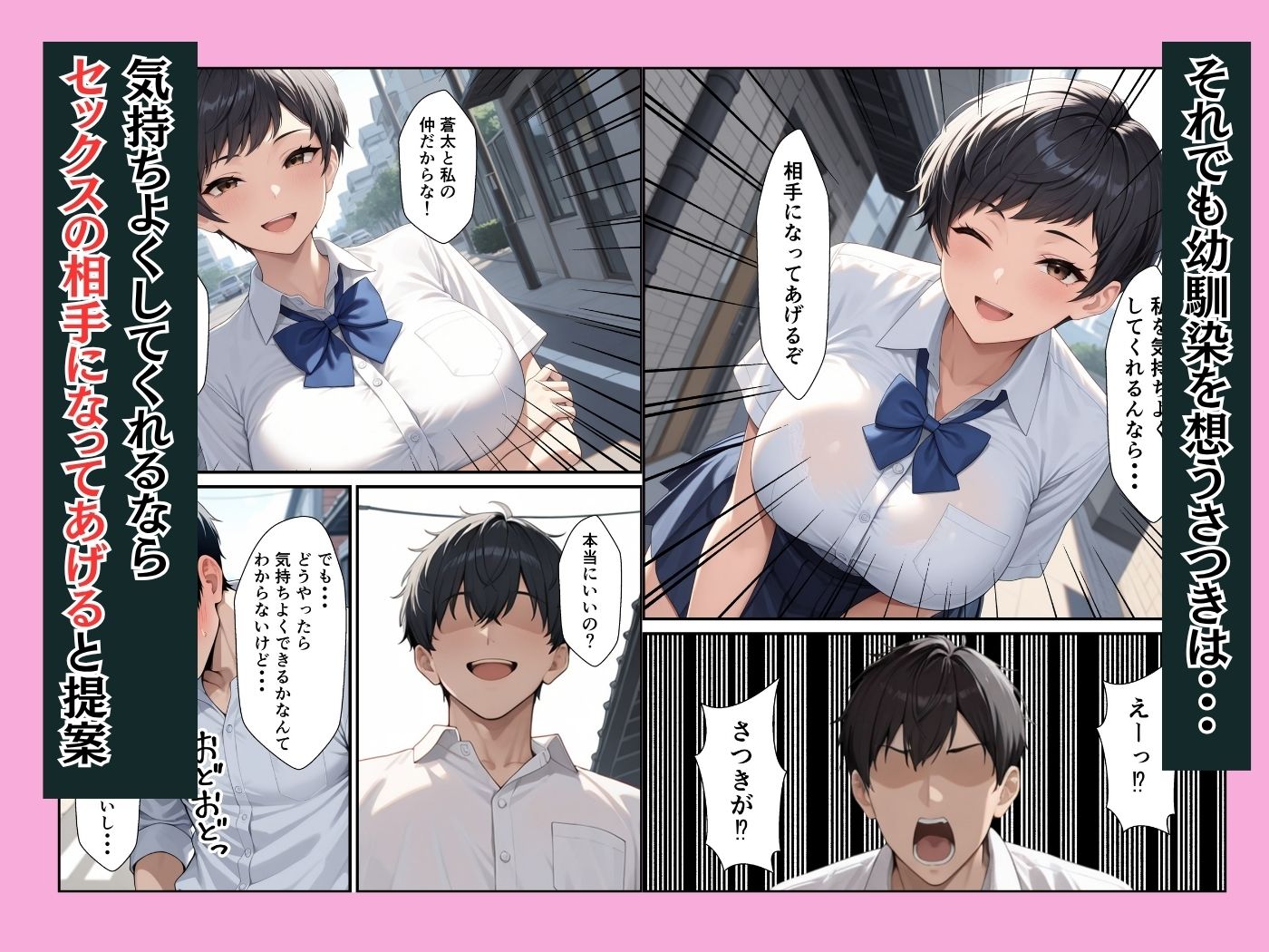 ボーイッシュな爆乳幼馴染が童貞の僕に中出しセックスさせてくれた話 サンプル画像4