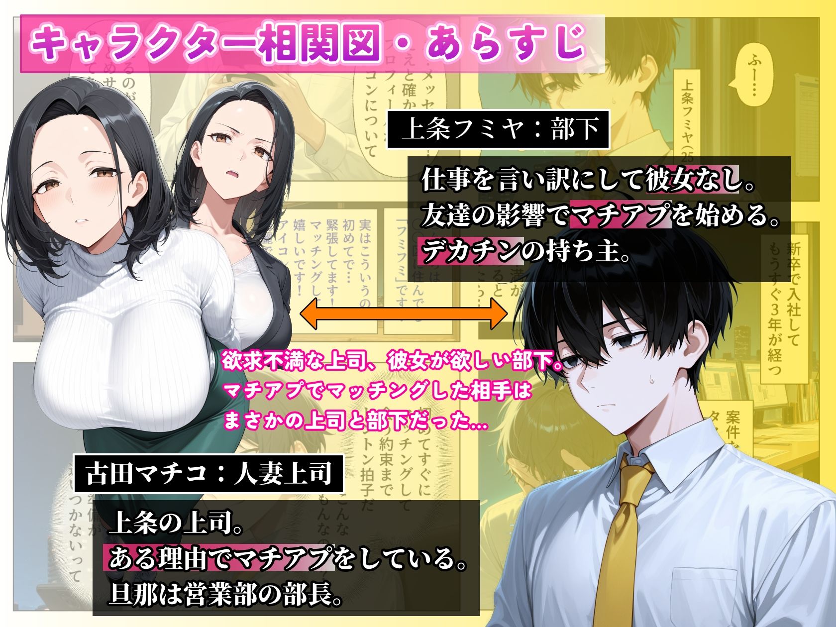 マチアプで出会った人妻は欲求不満な上司だった。デカチン精液まみれで寝とった（NTR）話 サンプル画像1