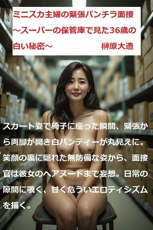 ミニスカ主婦の緊張パンチラ面接 〜スーパーの保管庫で見た36歳の白い秘密〜 サンプル画像1