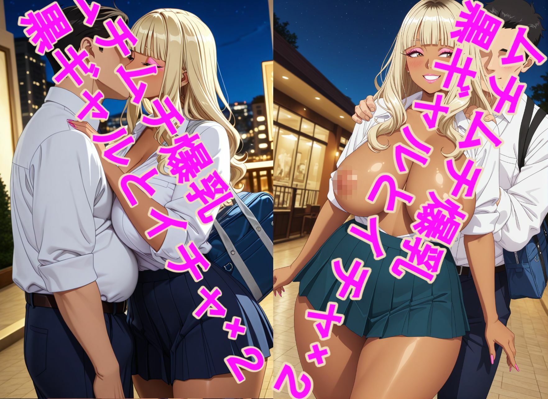 ムチムチ爆乳、黒ギャルJKとイチャイチャエッチな下校 サンプル画像3