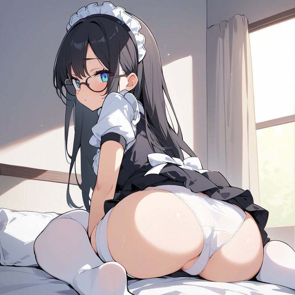 メイド服でしゃがみ＆またがりでパンチラ サンプル画像8