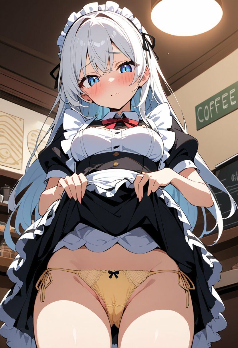 メイド服でスカートたくし上げパンチラ200枚 サンプル画像4