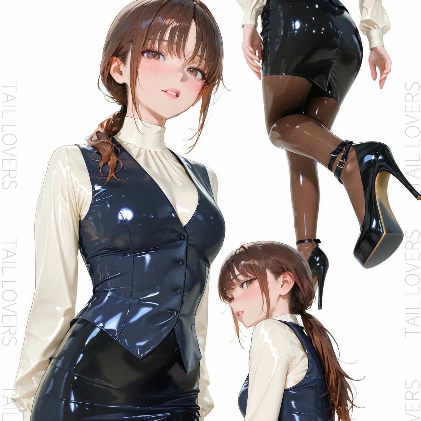 ラテックスオフィス部の女の子 サンプル画像1