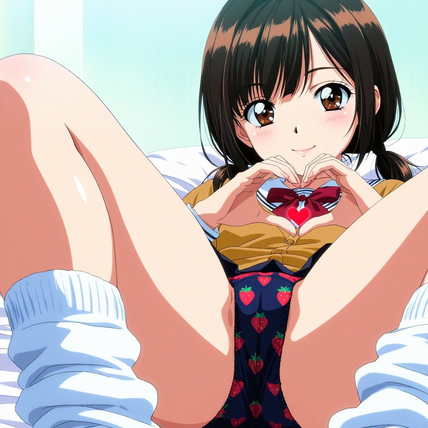 ルーズソックスJKのM字パンチラ  レトロアニメ風Ver サンプル画像1