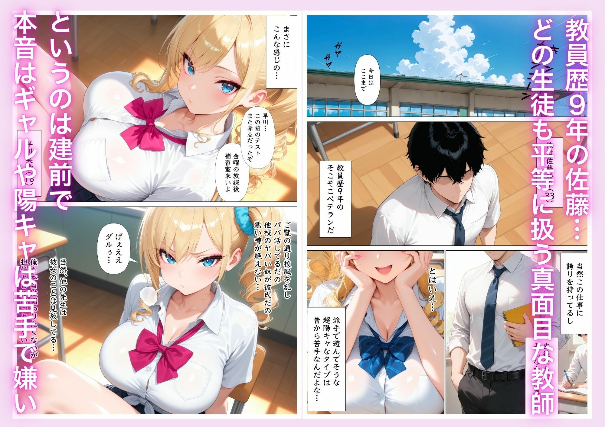 レス教師が教え子金髪ギャルと禁断の中出しセックスした話 サンプル画像1