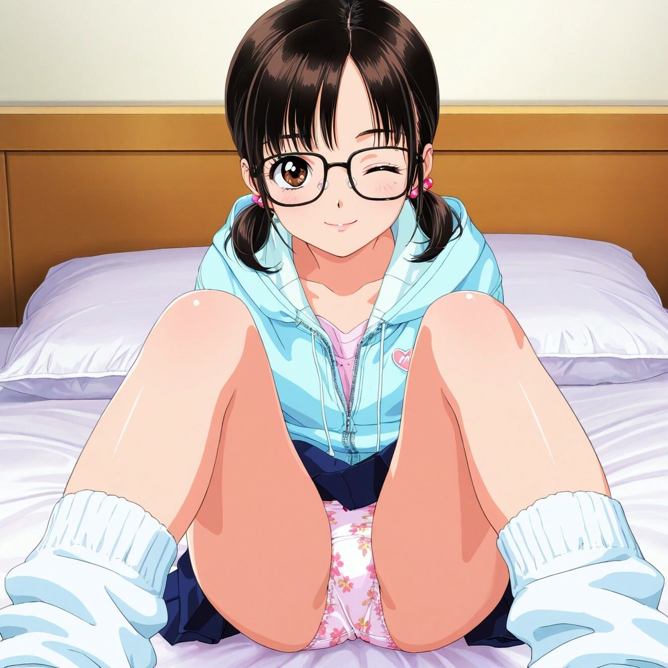レトロアニメ風JKのM字＆四つん這いパンチラ サンプル画像3