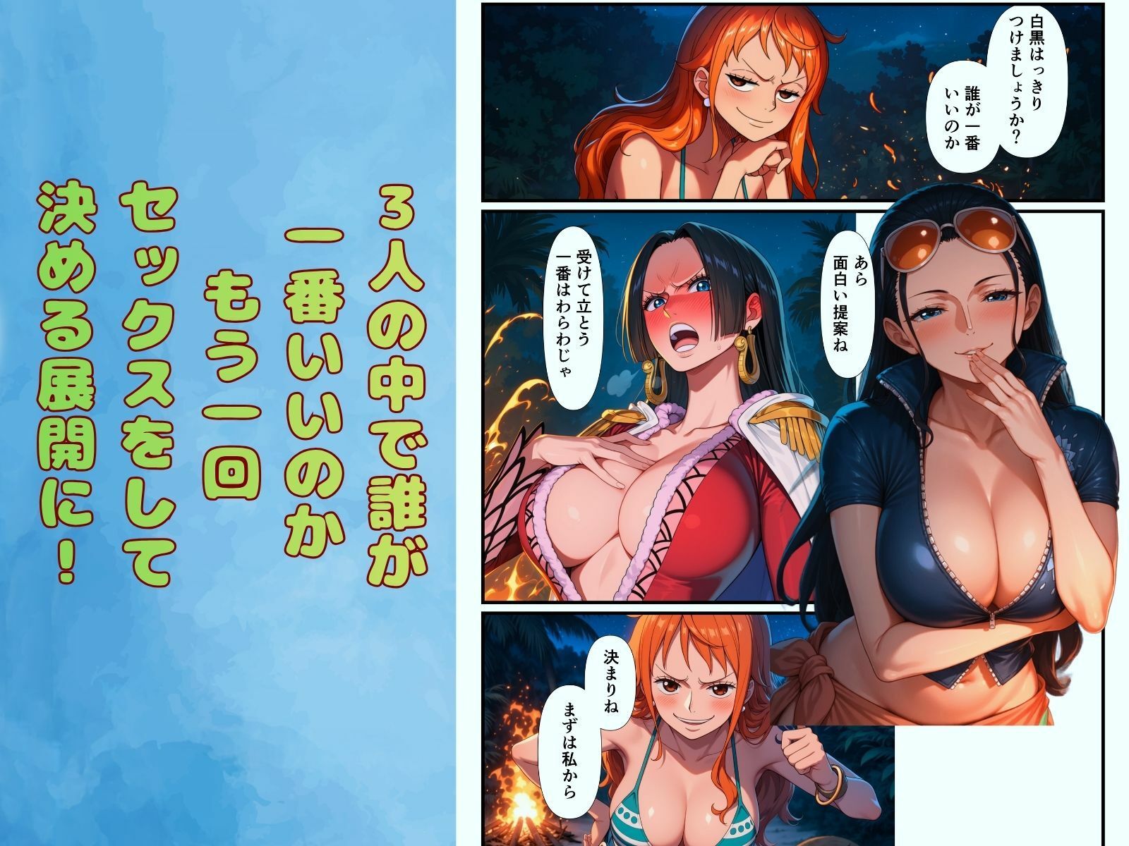 ワ◯ピースヒロインと無人島漂流でハーレムセックス サンプル画像5