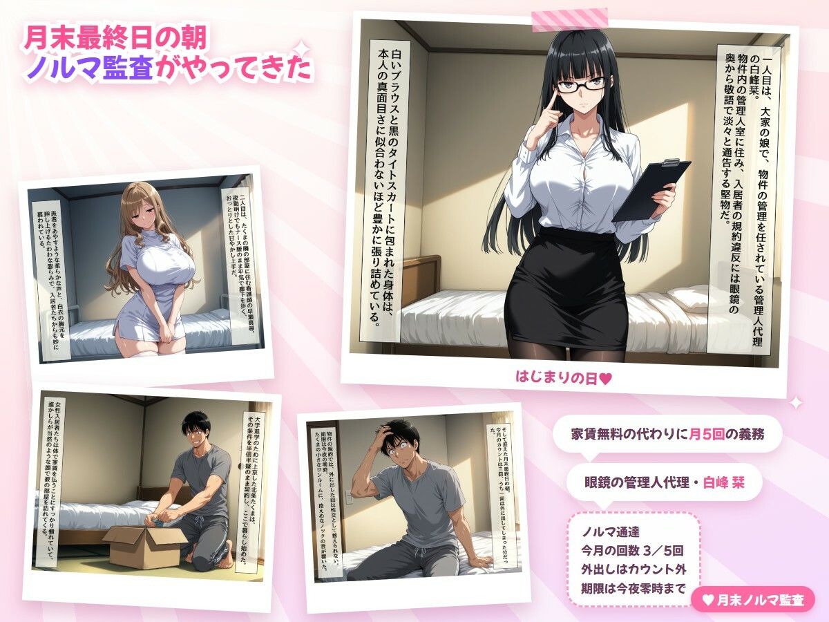 中出ししないと追い出される物件に引っ越した話〜眼鏡管理人と夜勤明けナースのノルマ監査編〜 サンプル画像1