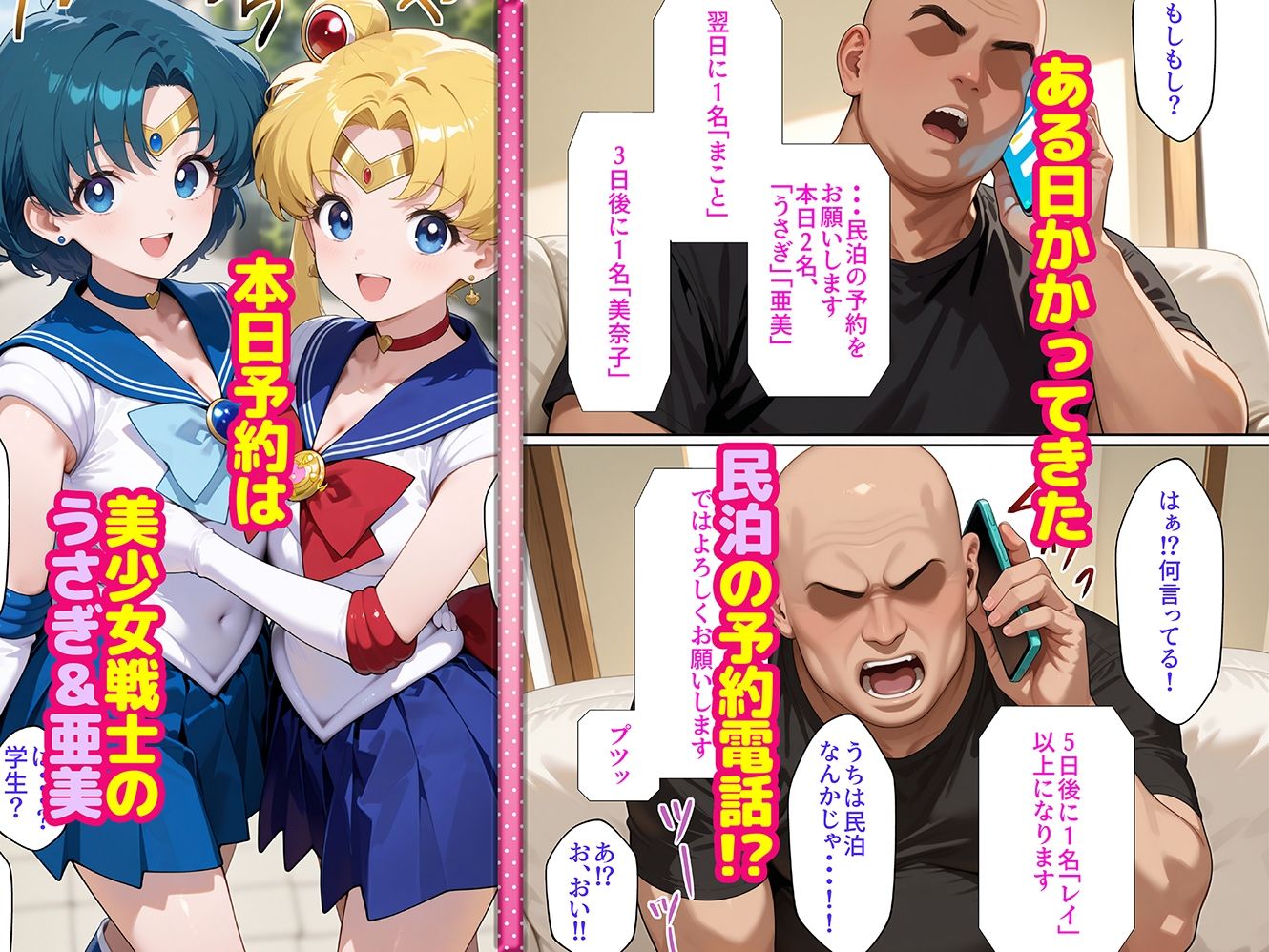 二次元ヒロインたちが俺の部屋を民泊利用するのでお代を身体で支払ってもらう セ〇ラー編 サンプル画像1