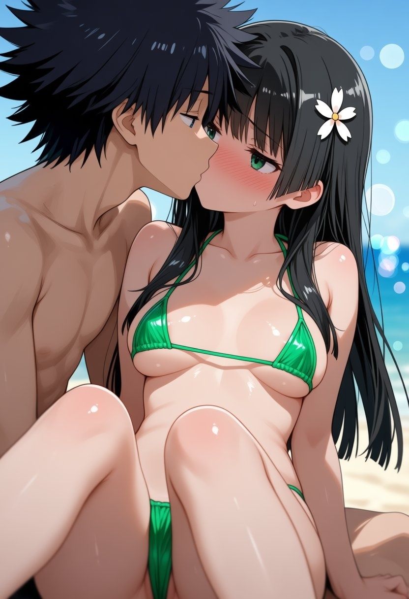 佐◯涙子、食◯操祈が際どい水着でビーチでセックスする【CG206枚】 サンプル画像2