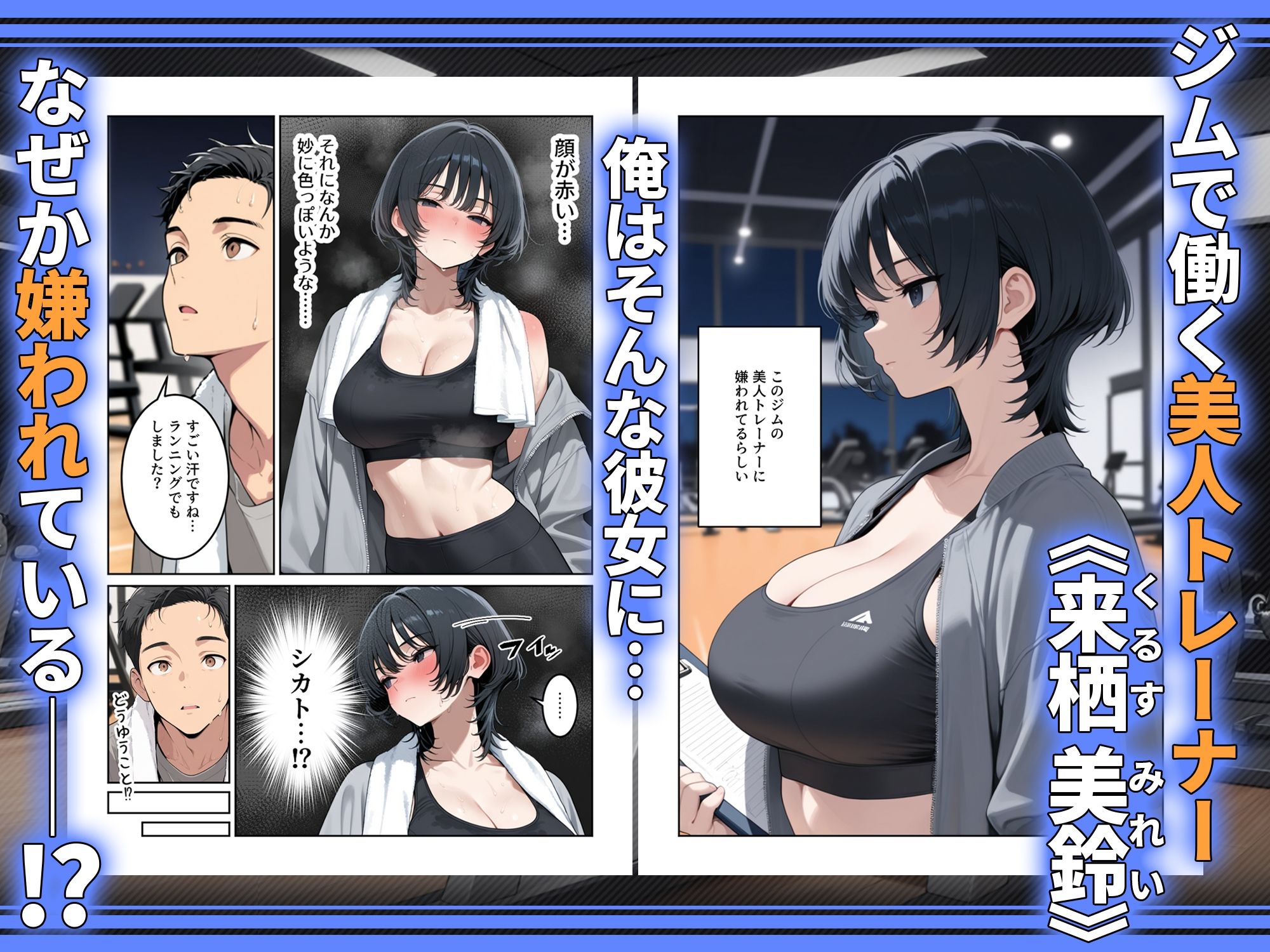 俺を嫌ってると思ってた美人トレーナーが実は体臭に興奮する汗匂いフェチだったので、筋トレ後の蒸れチンコでチン嗅ぎセックスしてあげた話 サンプル画像1