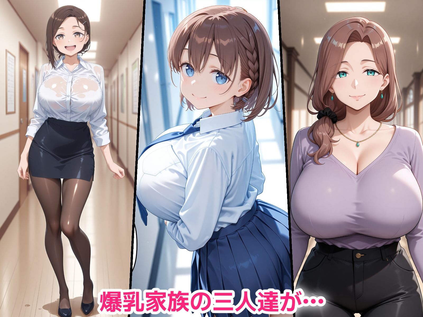 催●おじさんに寝取られる爆乳家族の3人〜全員メス堕ち・孕ませ〜 サンプル画像1