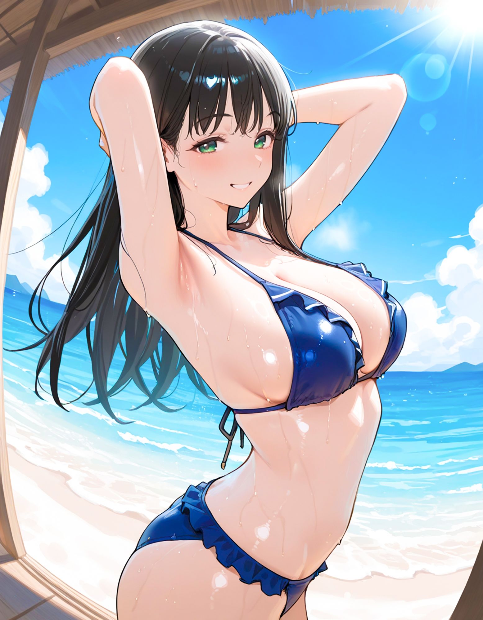 優等生快楽堕ち！ビキニ姿の黒髪美少女生徒会長をアヘイキするまでわからせたったww2【真夏のビーチ×ナイトプール編】 サンプル画像1