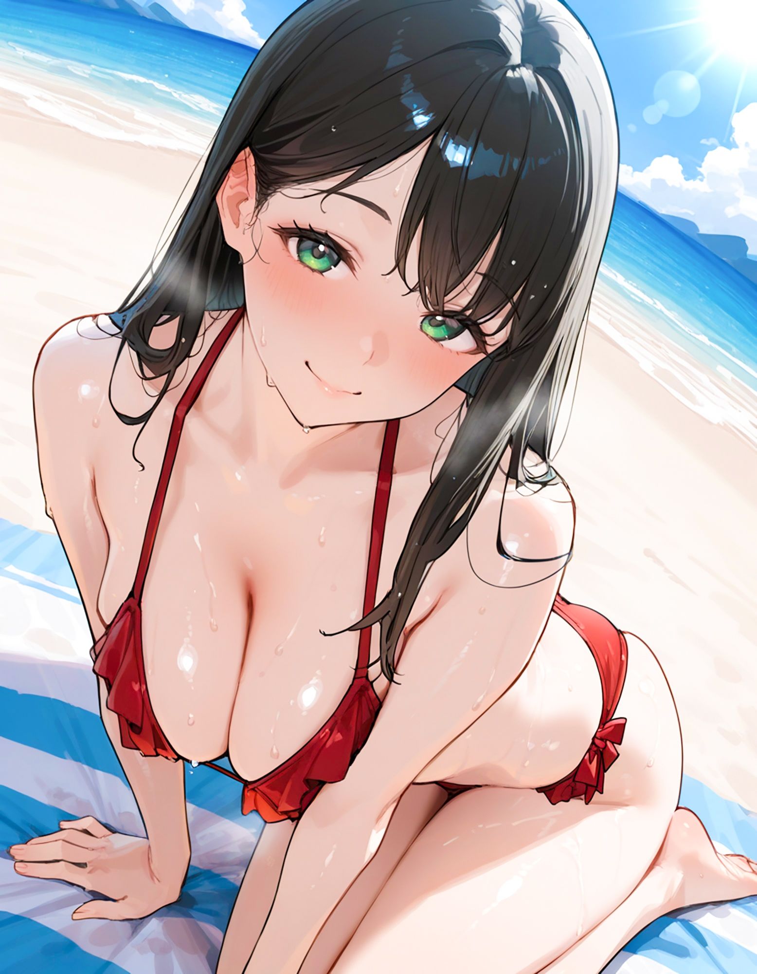優等生快楽堕ち！ビキニ姿の黒髪美少女生徒会長をアヘイキするまでわからせたったww2【真夏のビーチ×ナイトプール編】 サンプル画像2