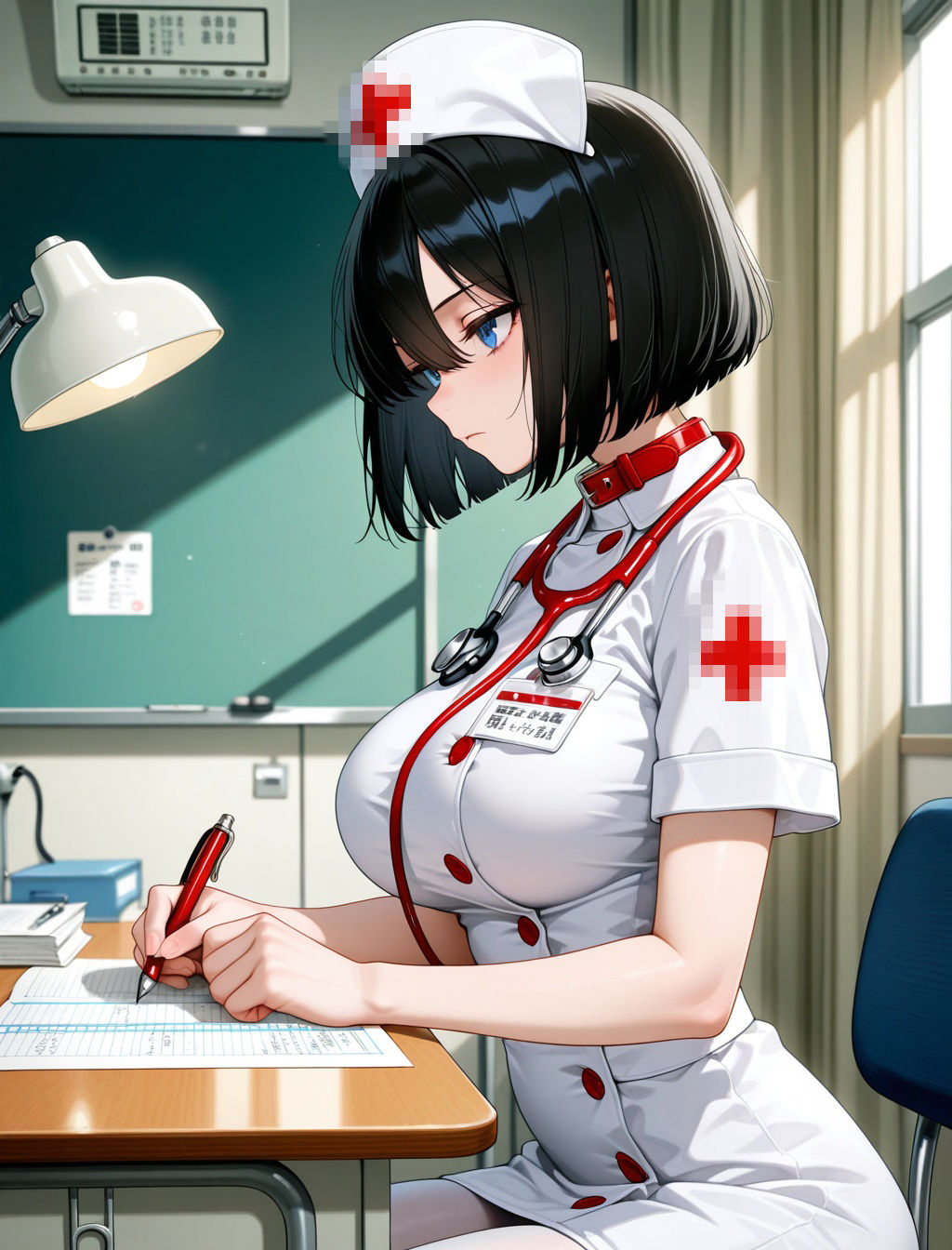 入院中、真面目なド変態巨乳ナースと中出しエッチしまくった サンプル画像1