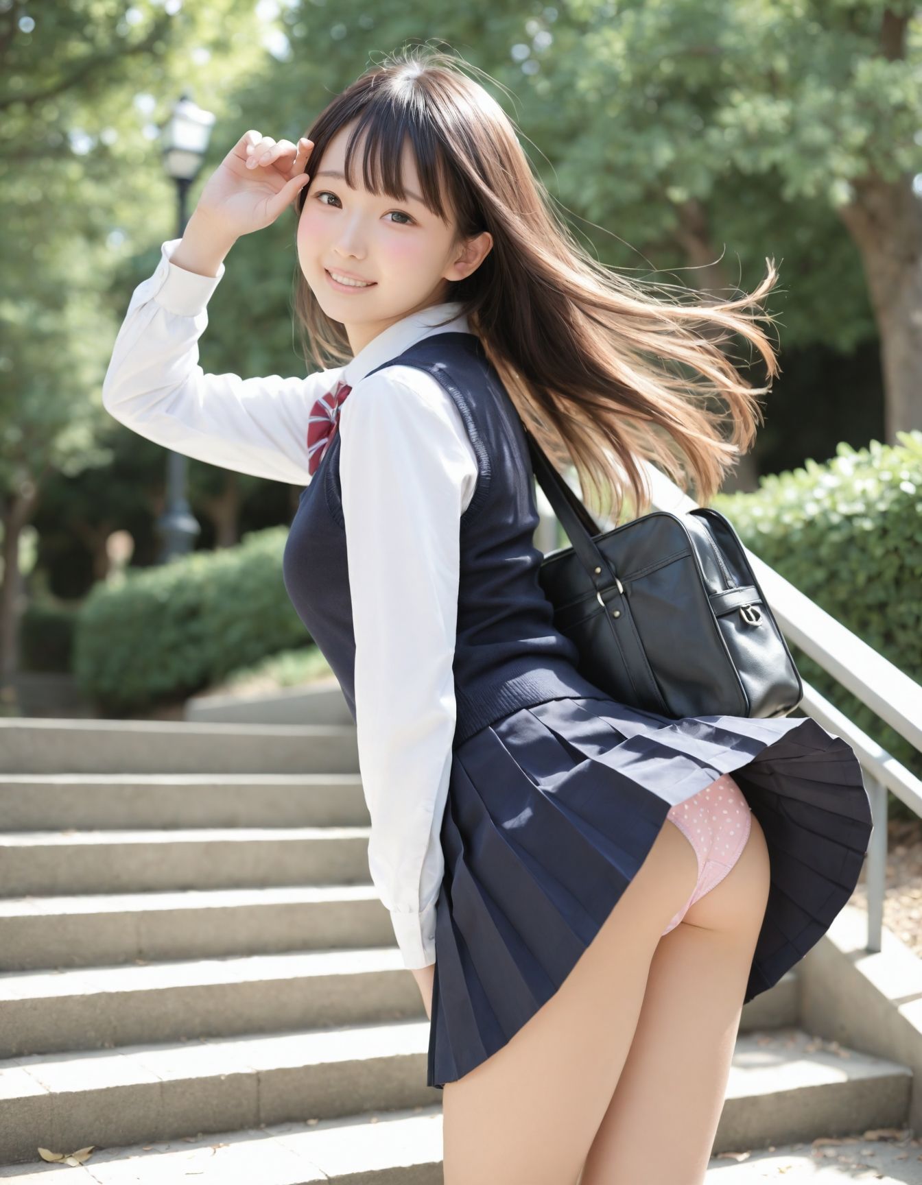 制服パンチラ part-3【風】 サンプル画像4