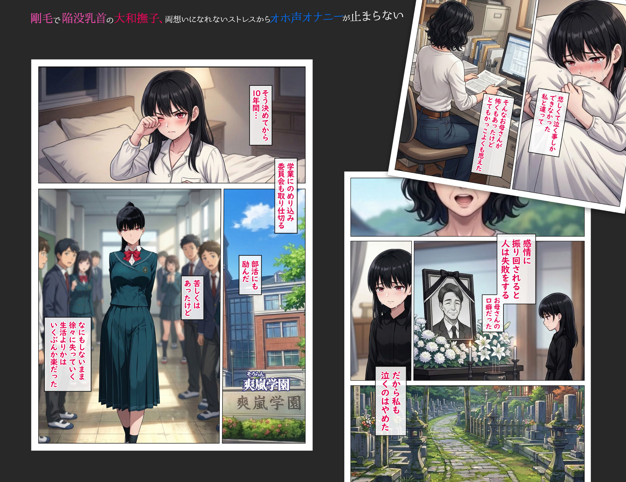 剛毛で陥没乳首の大和撫子、両想いになれないストレスからオホ声オナニーが止まらない サンプル画像1