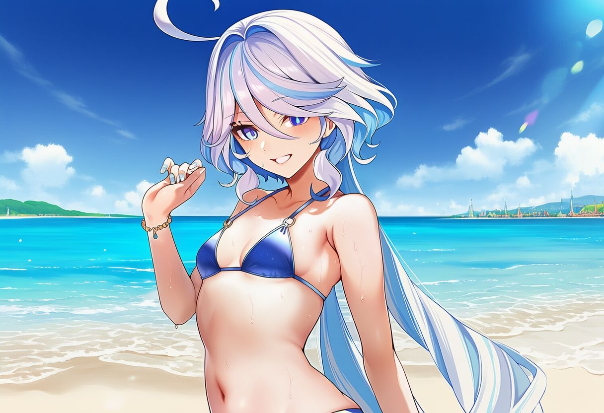 原◯ フ◯ーナ 水着グラビアイラスト集 サンプル画像1