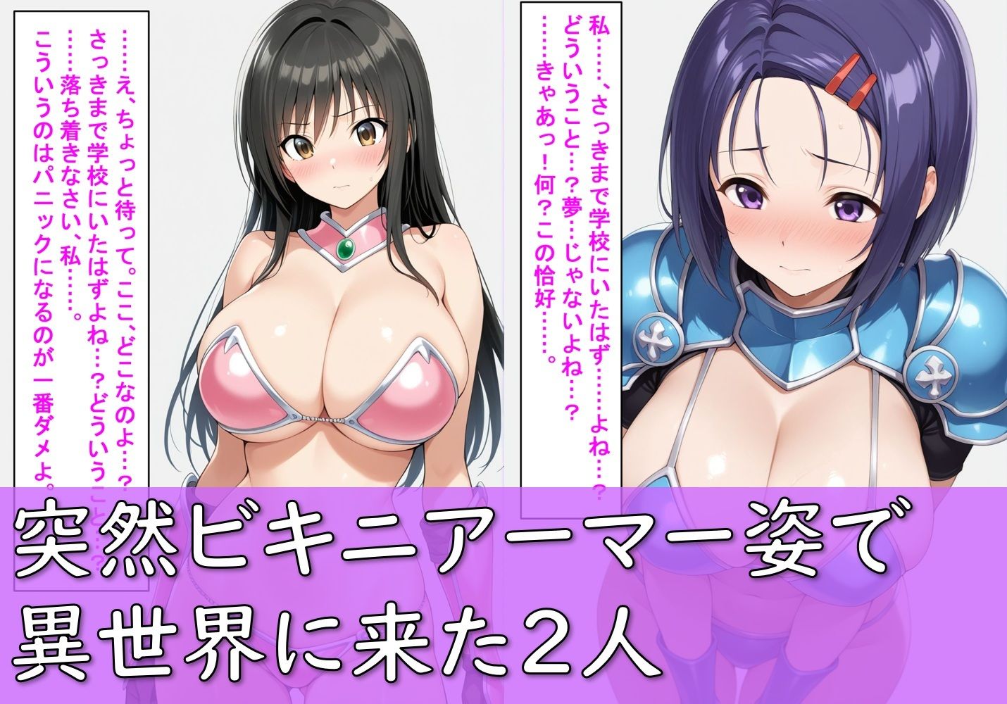 古〇川唯と西〇寺春菜がビキニアーマーで敗北する話 サンプル画像2