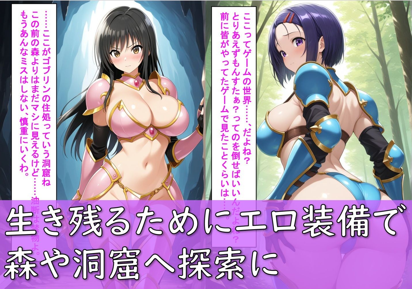 古〇川唯と西〇寺春菜がビキニアーマーで敗北する話 サンプル画像3