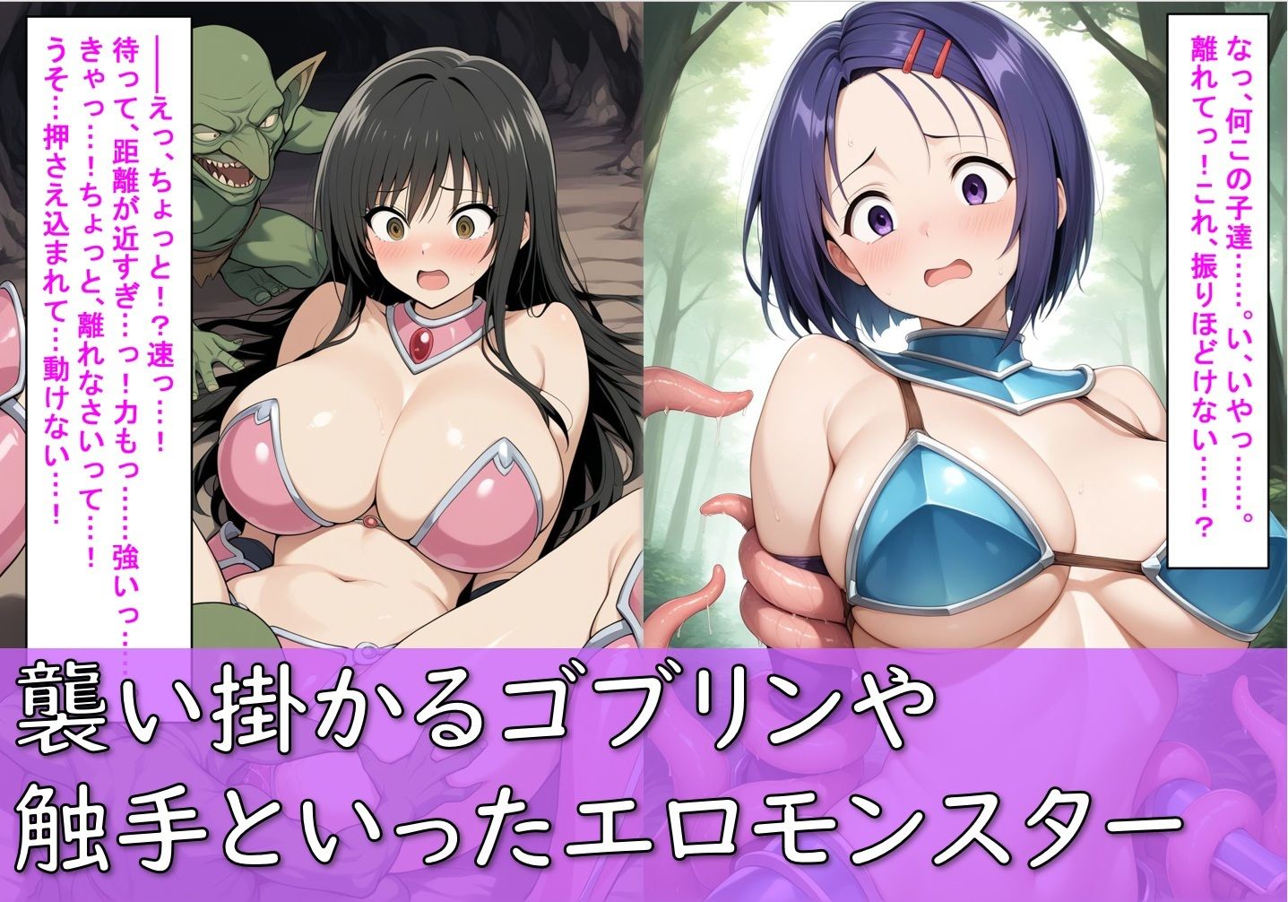 古〇川唯と西〇寺春菜がビキニアーマーで敗北する話 サンプル画像4