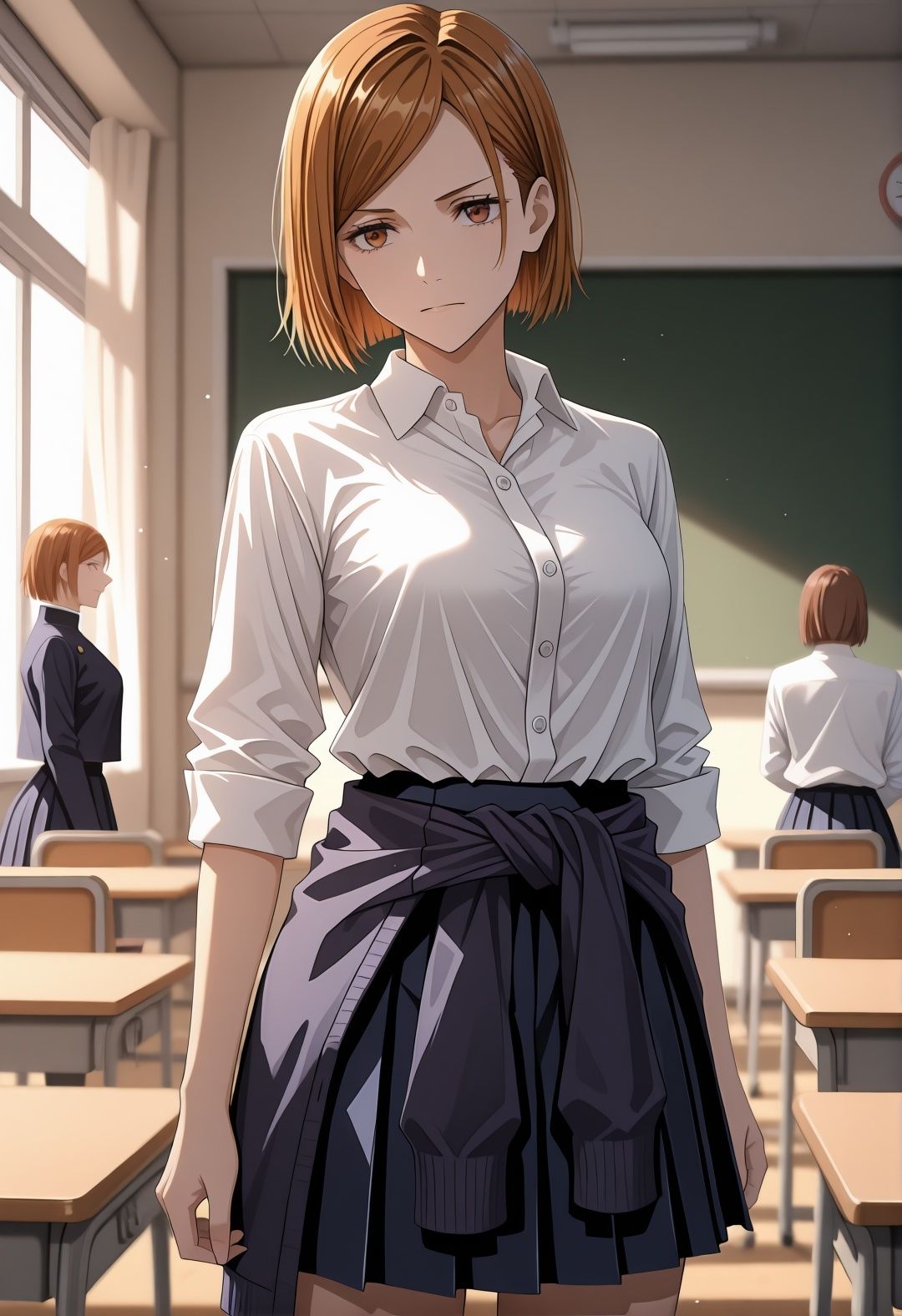 呪術◯戦釘崎野◯薇催●学園プール露出凌●パロディ 制服パンチラとスク水ぶっかけ満載CG集 サンプル画像1