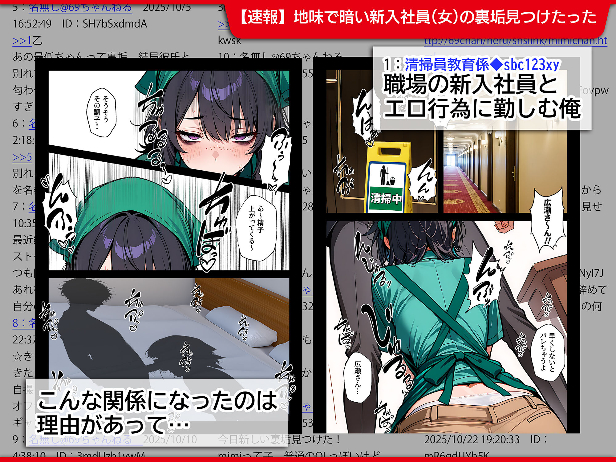 地味でブスだと思ってた新人清掃員の裏垢特定 粘着SEXで彼氏と別れさせた物語 サンプル画像1