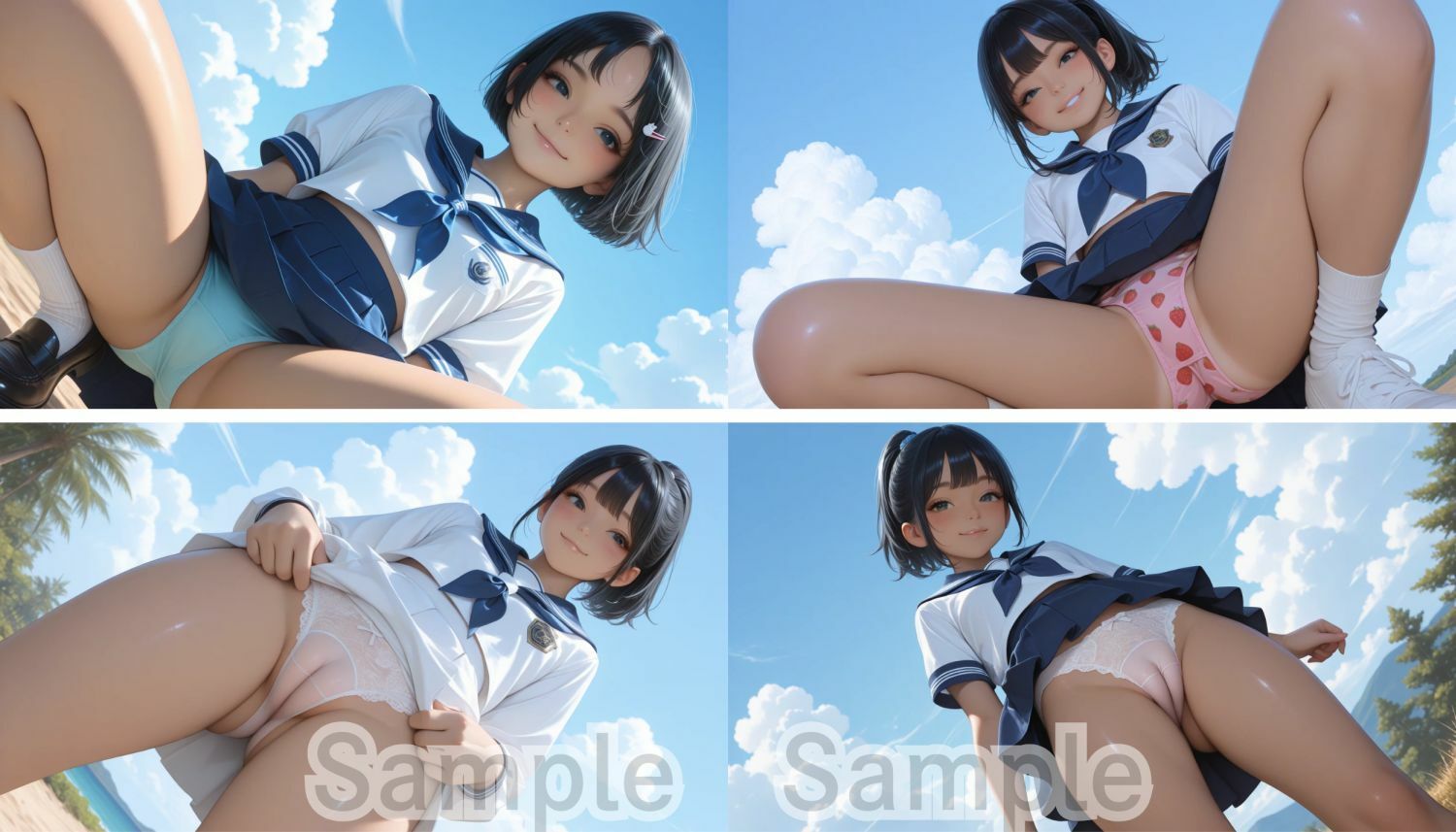 夏の放課後、セーラー服JKがおしっこ見せつけ サンプル画像1