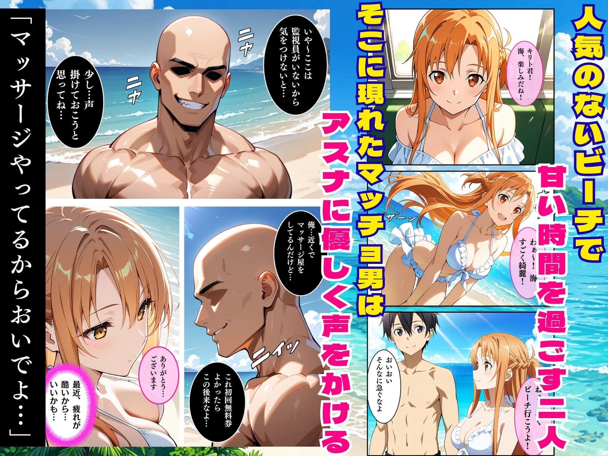 夏の海で堕ちるアスナ公開レ●プ完全肉奴●化 サンプル画像1