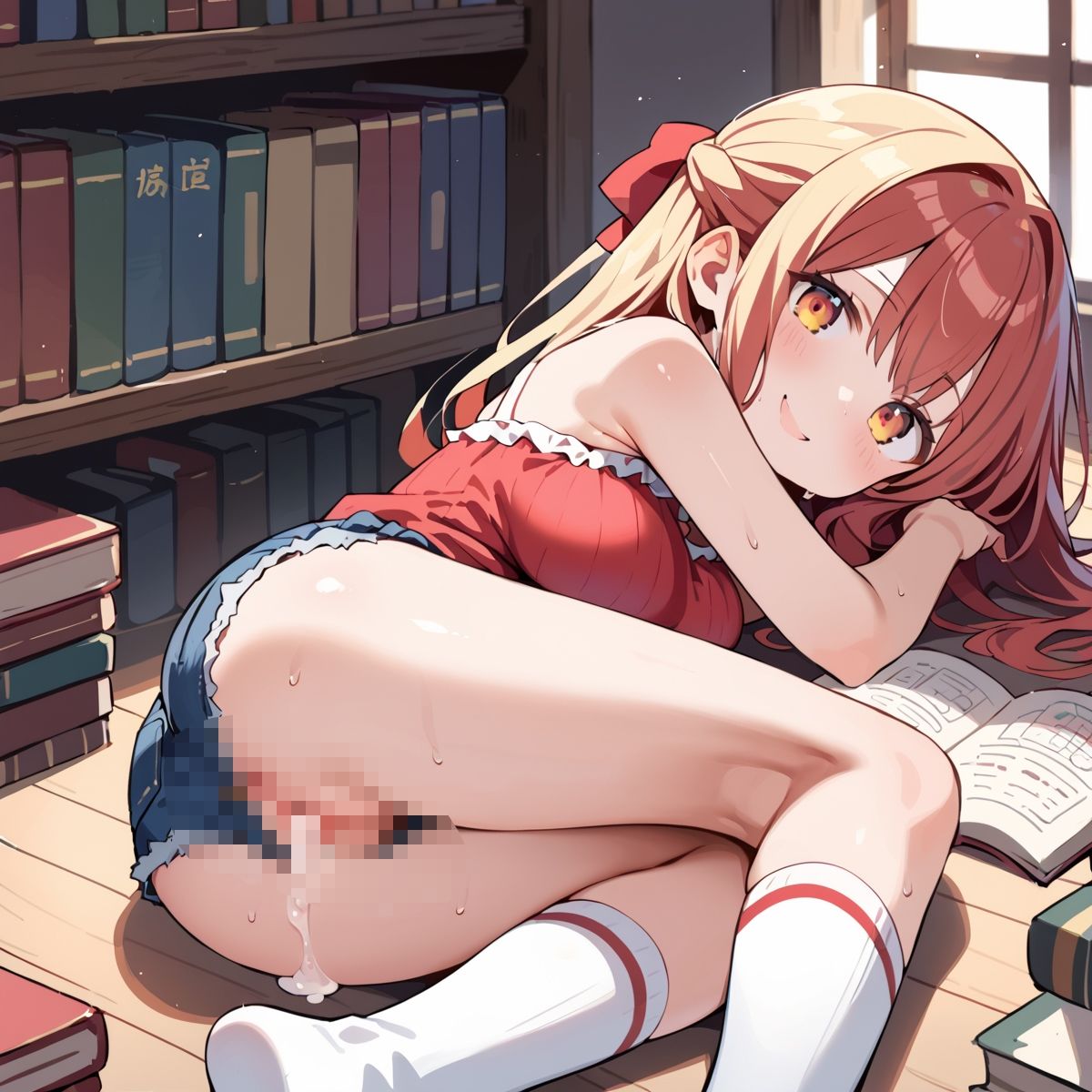 夏休み、図書館の静寂に溶ける2人の秘密page.6 サンプル画像1