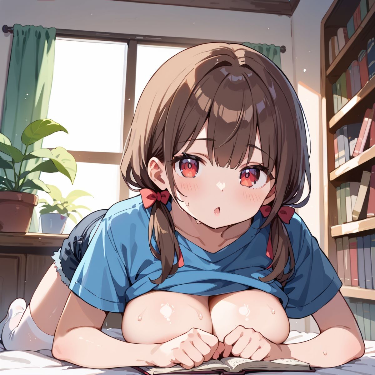 夏休み、図書館の静寂に溶ける2人の秘密page.8 サンプル画像6