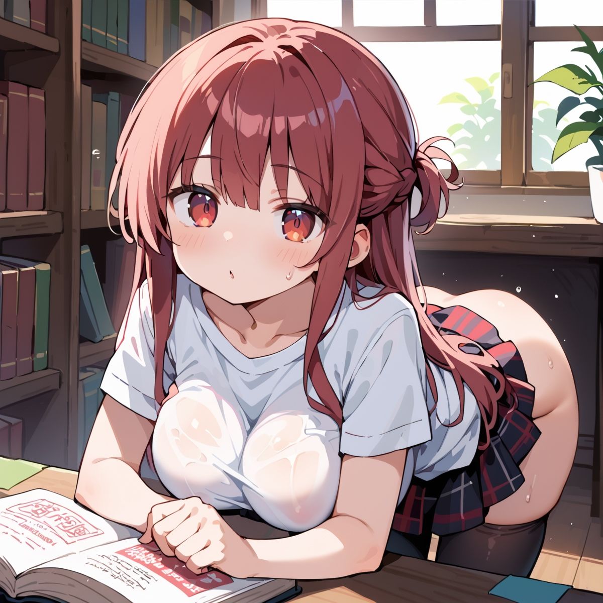 夏休み、図書館の静寂に溶ける2人の秘密page.9 サンプル画像1