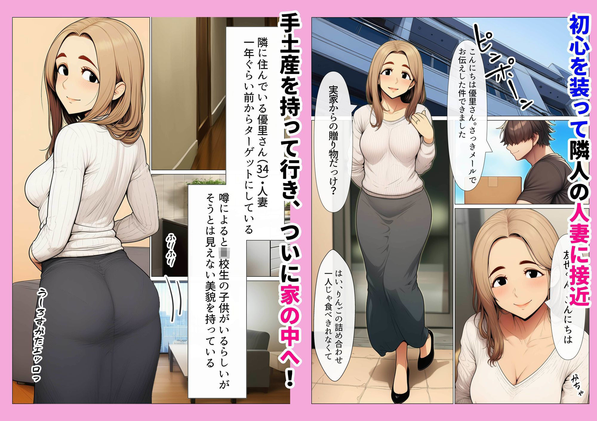 奥手のふりしてNTR成功！隣に住んでる美人主婦（34）は案外チョロかったw サンプル画像1