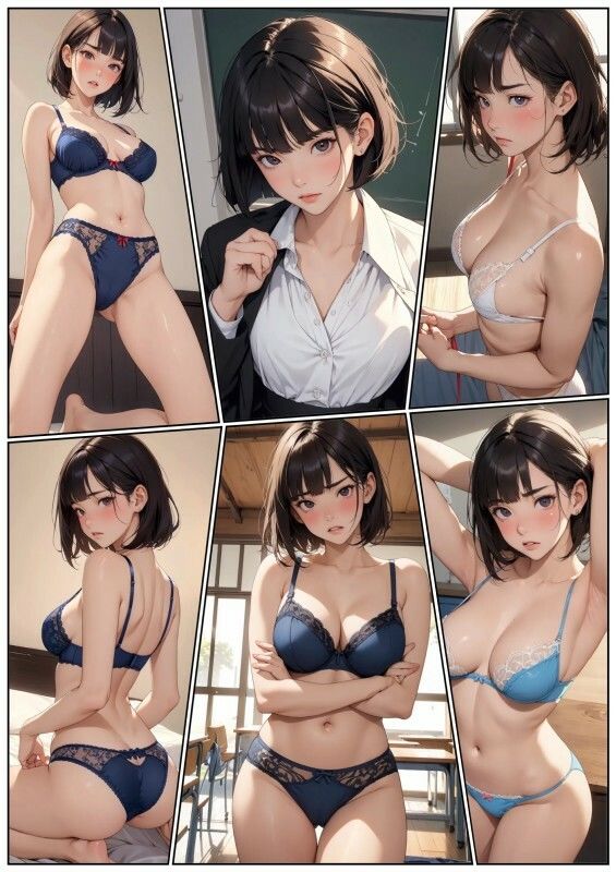 女教師 下着姿イラスト集 サンプル画像3