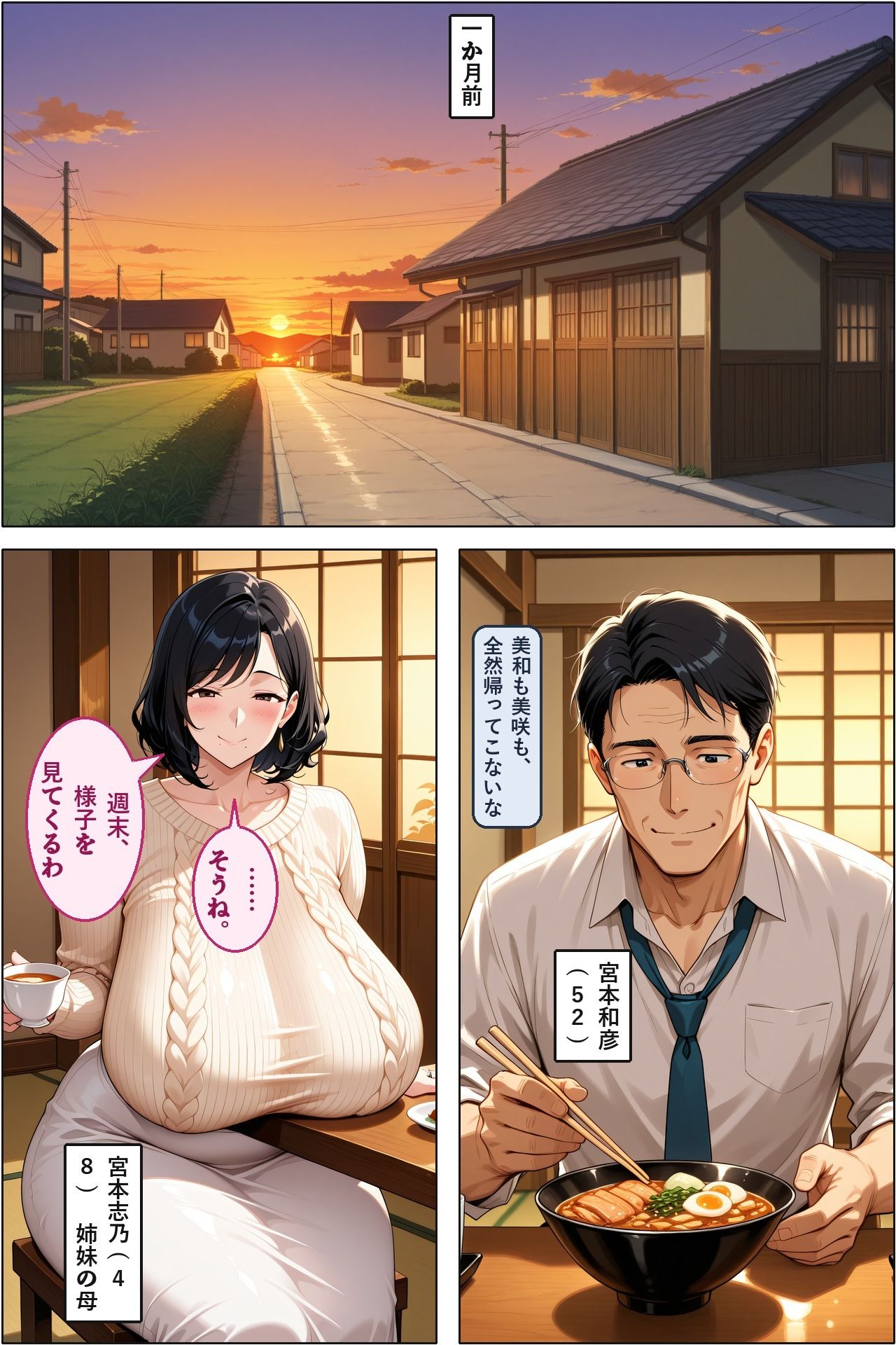 娘を取り返しに来た長乳ママ（48）、10年レスの体を隣の大学生にわからされて家庭ごと差し出す サンプル画像1
