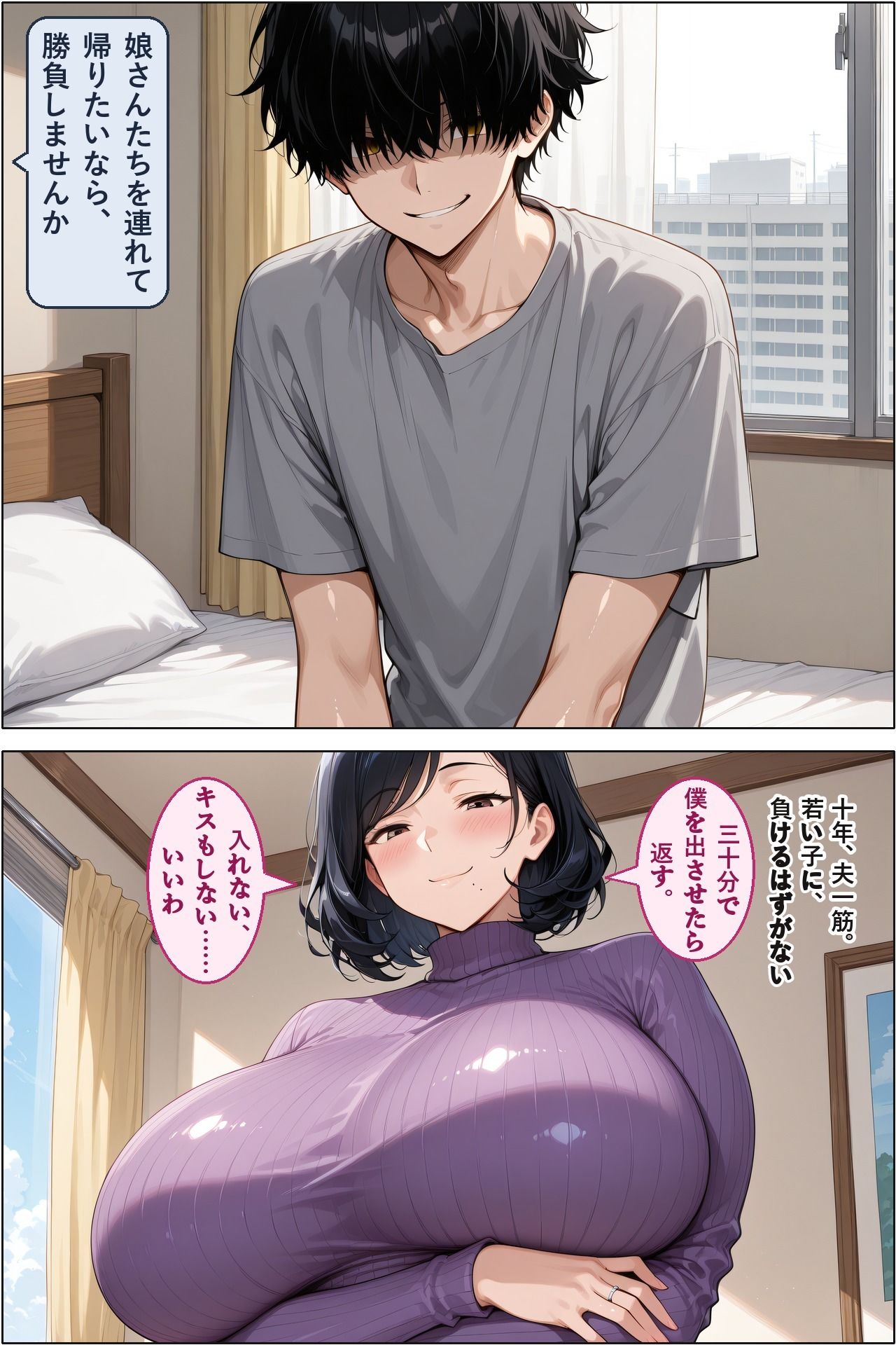 娘を取り返しに来た長乳ママ（48）、10年レスの体を隣の大学生にわからされて家庭ごと差し出す サンプル画像3