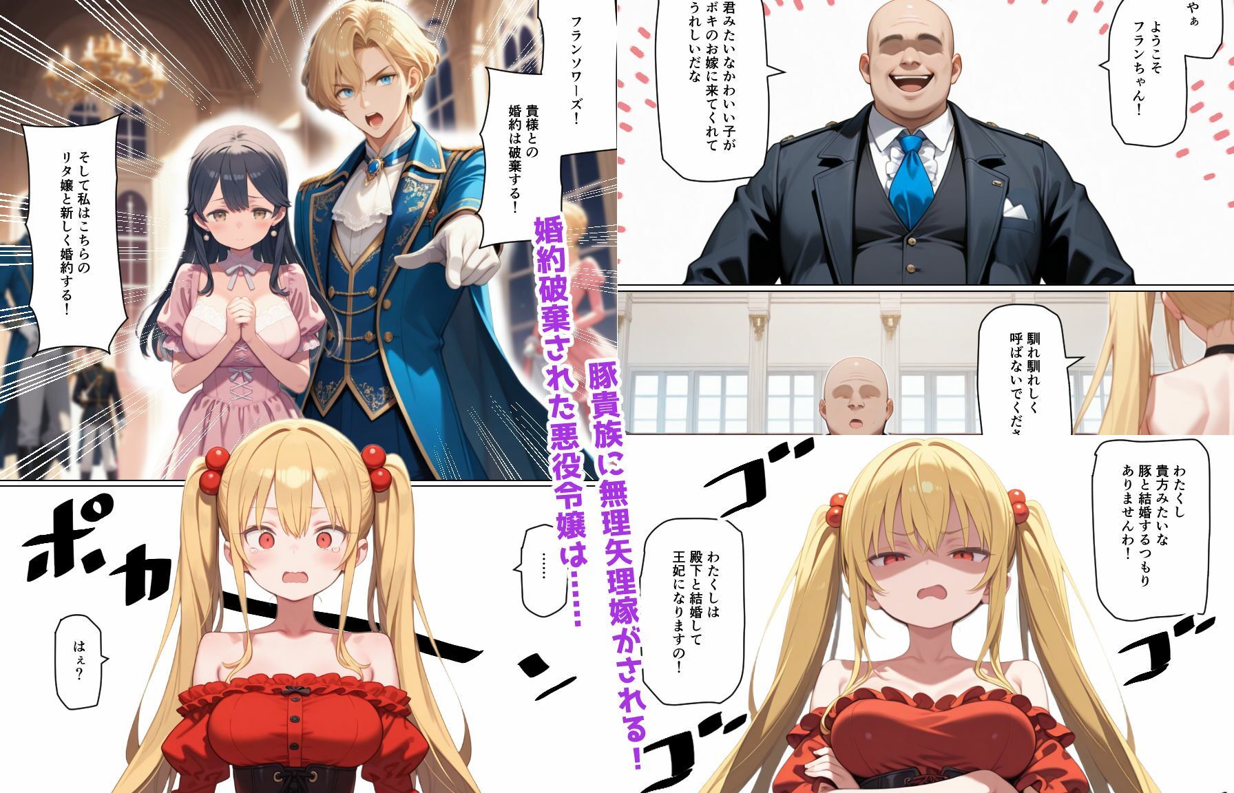 婚約破棄された悪役令嬢が豚貴族に嫁がされて来たので堕とす。あとヒロインも愛人する。 サンプル画像1